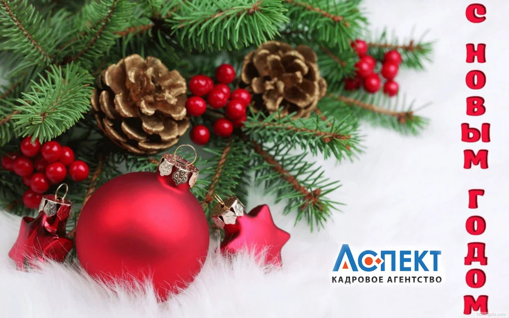 открытка поздравление с новым годом 2019 с шишками красными шарами звездами и шариками